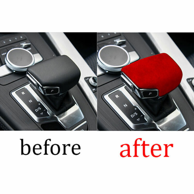 Fit for Audi Q5 Q7 2017-2024 Red Alcantara Inner Gear Shift Knob Head Cover Trim