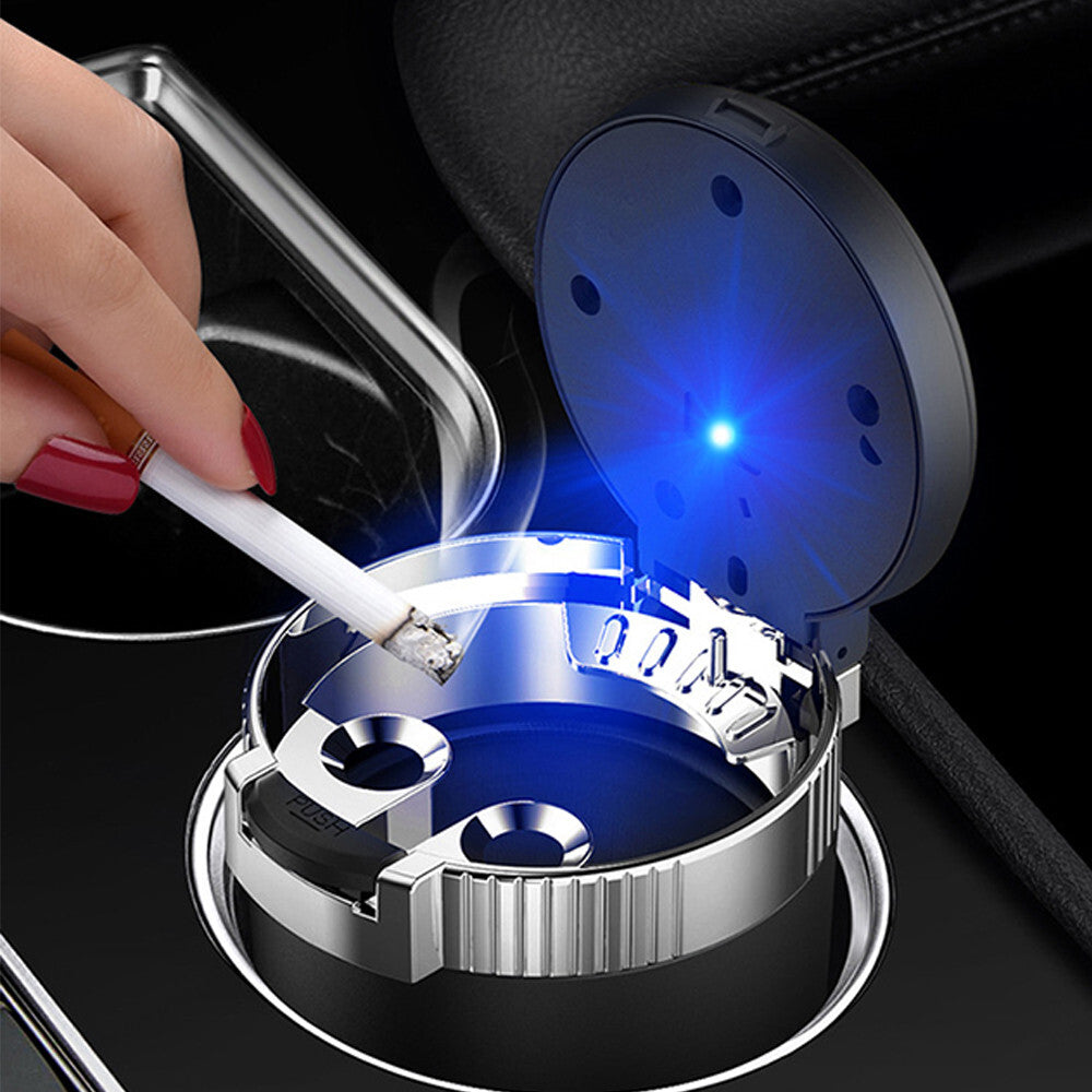 Portable Car Ashtray Cigarette Lighter W/ Blue LED Light for Car Cup Holder