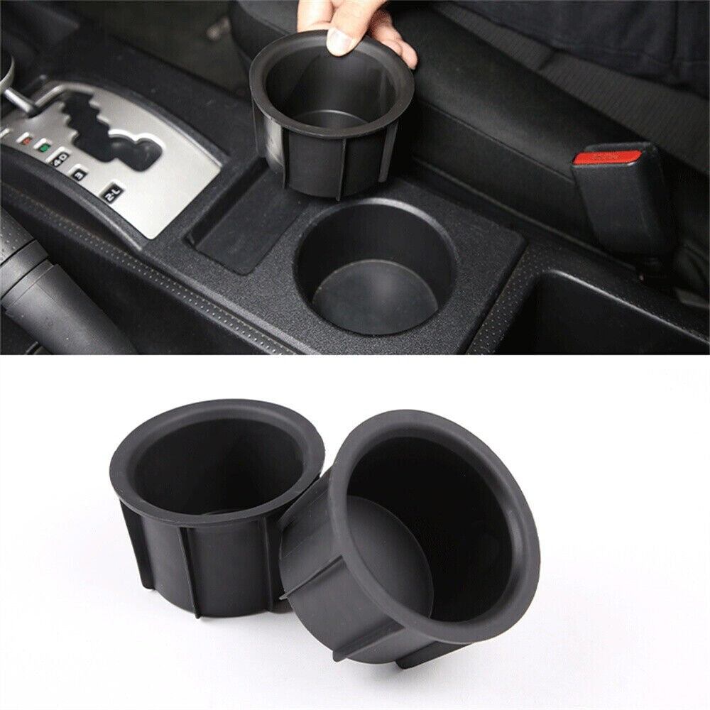 2pcs Black TPE Console Water Cup Storage Box Cover For T@yota FJ Cruiser 2007-21