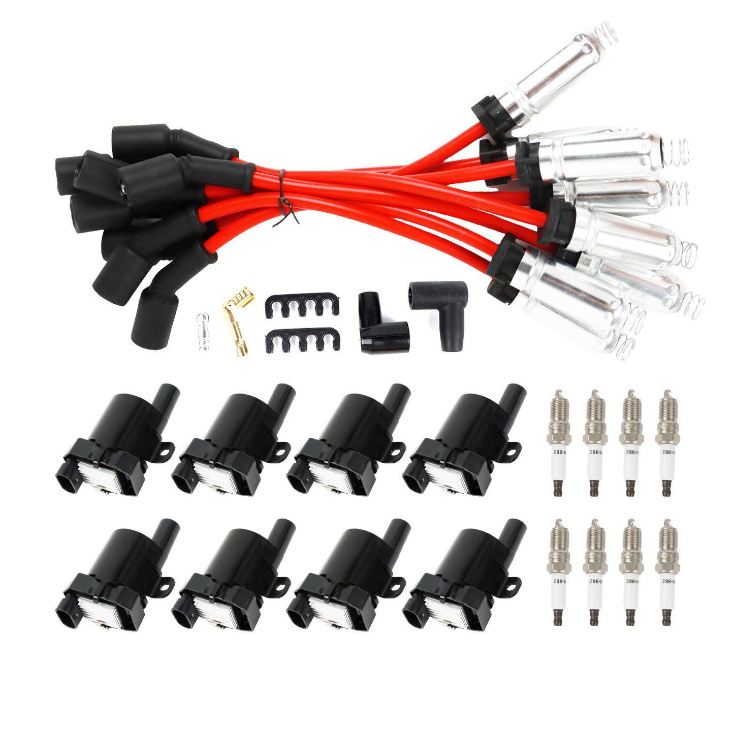 8x Ignition Coils+ Iridium Spark Plugs Spark Plug Wires for Chevy Silverado 1500