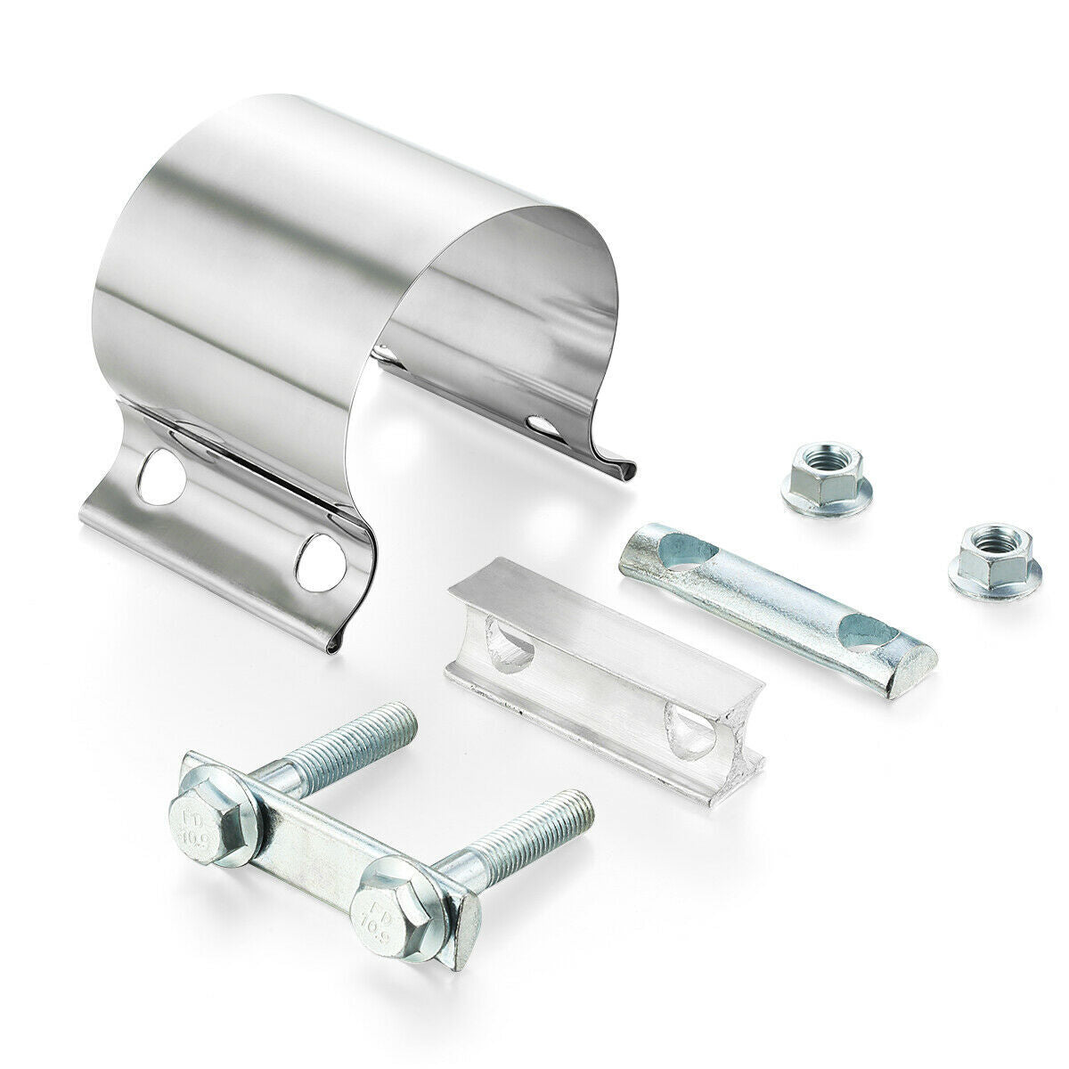 5-inch Butt connector exhaust clip with sleeve, stainless steel automotive exhaust clip