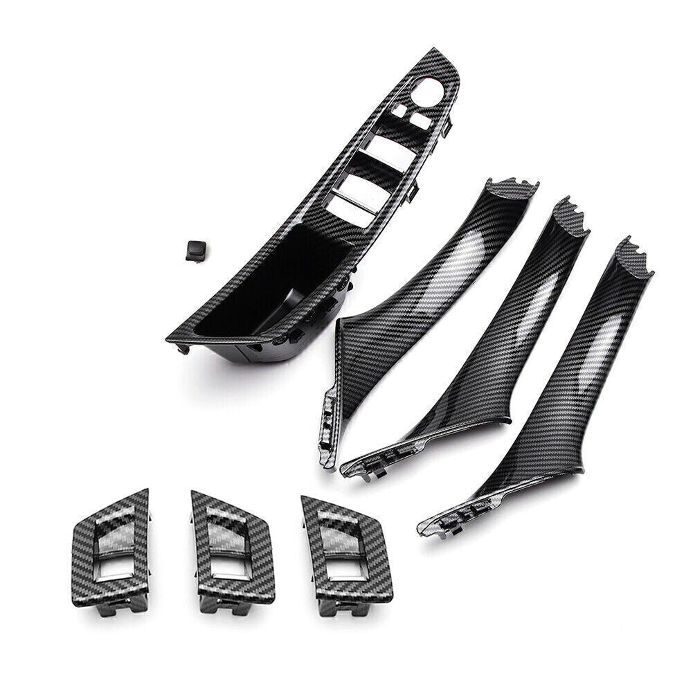 7pcs Car Inner Window Lift Switch Armrest Panel Door Handle Trim for BMW F10 F18
