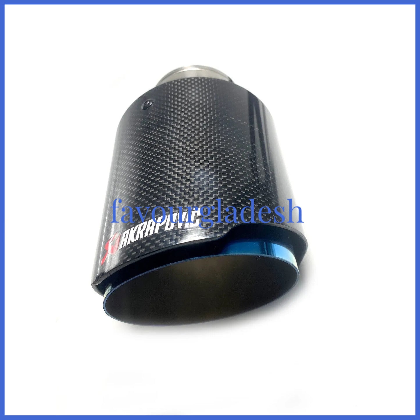 1X 3.0 76mm 3.589mm Akrapovic Glossy Carbon Fiber Exhaust tip Blue End pipe