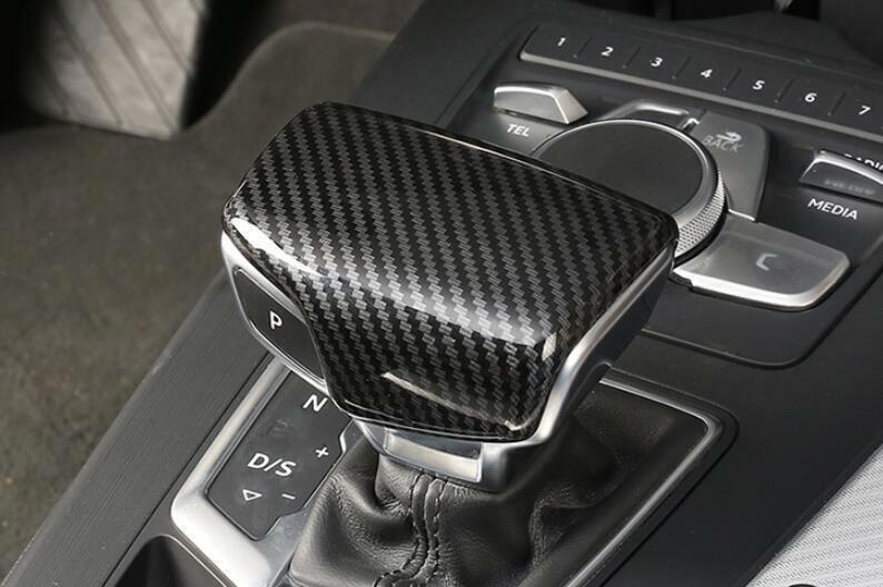 1P ABS Carbon Fiber Inner Console Gear Shift Knob Cover Trim for Audi Q7 2016-19