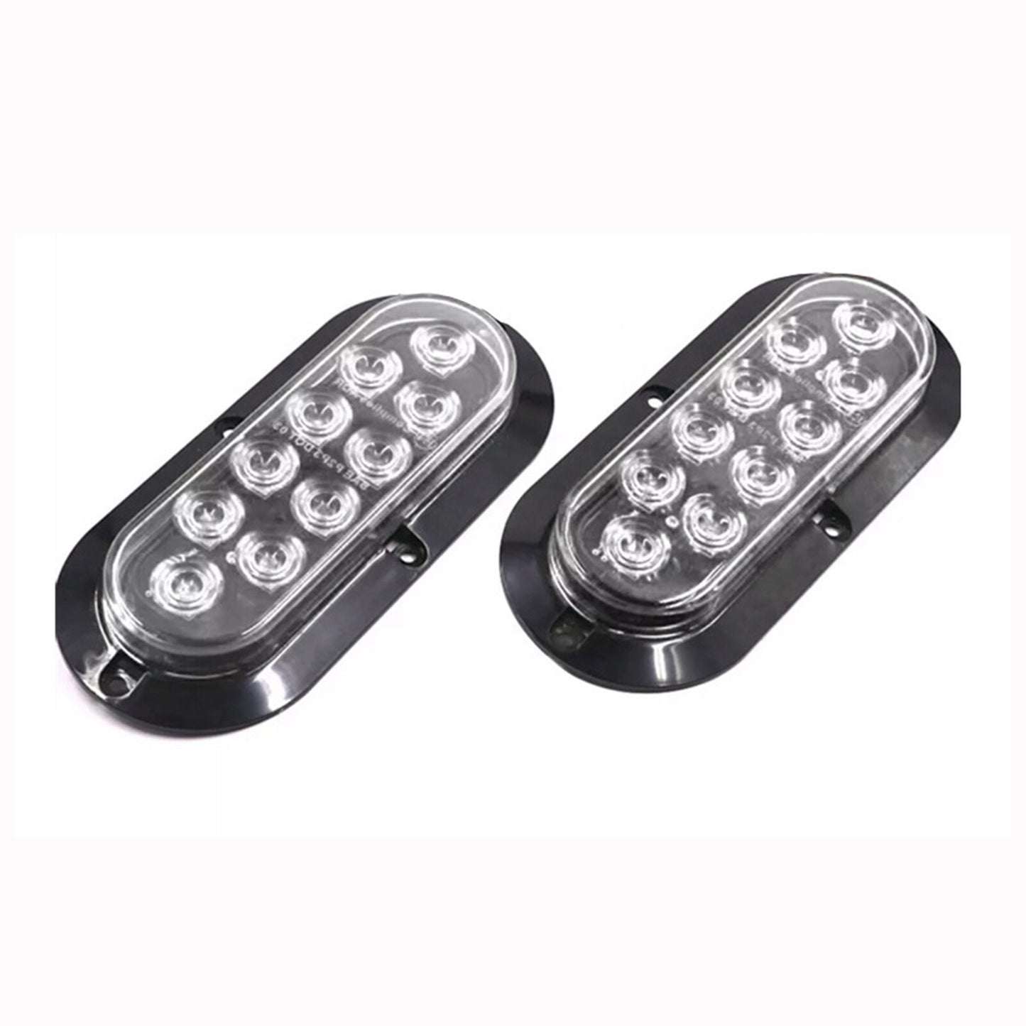 2 White 6-inch oval LED taillights surface-mounted truck trailer spare reverse AT