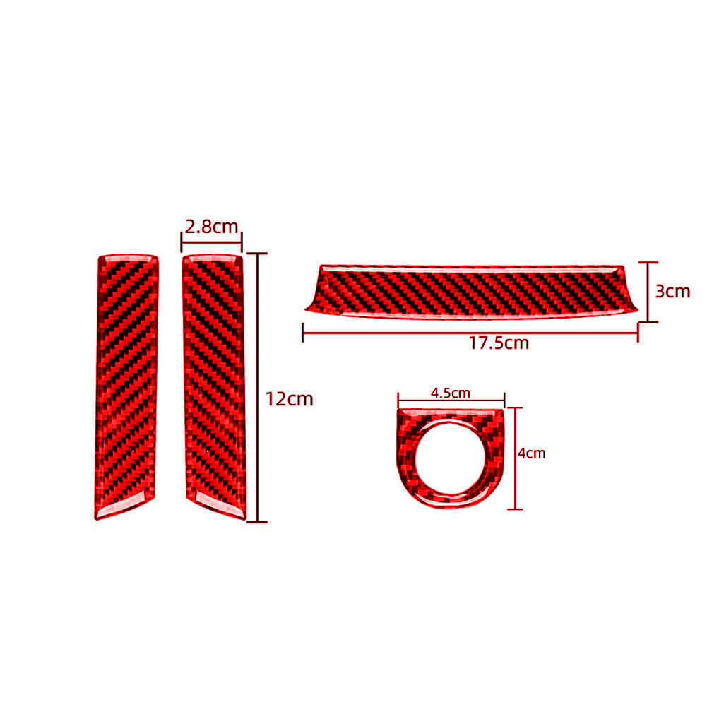 4Pcs Red Carbon Fiber Center Console Storage Trim for Subaru Forester 2009-2013