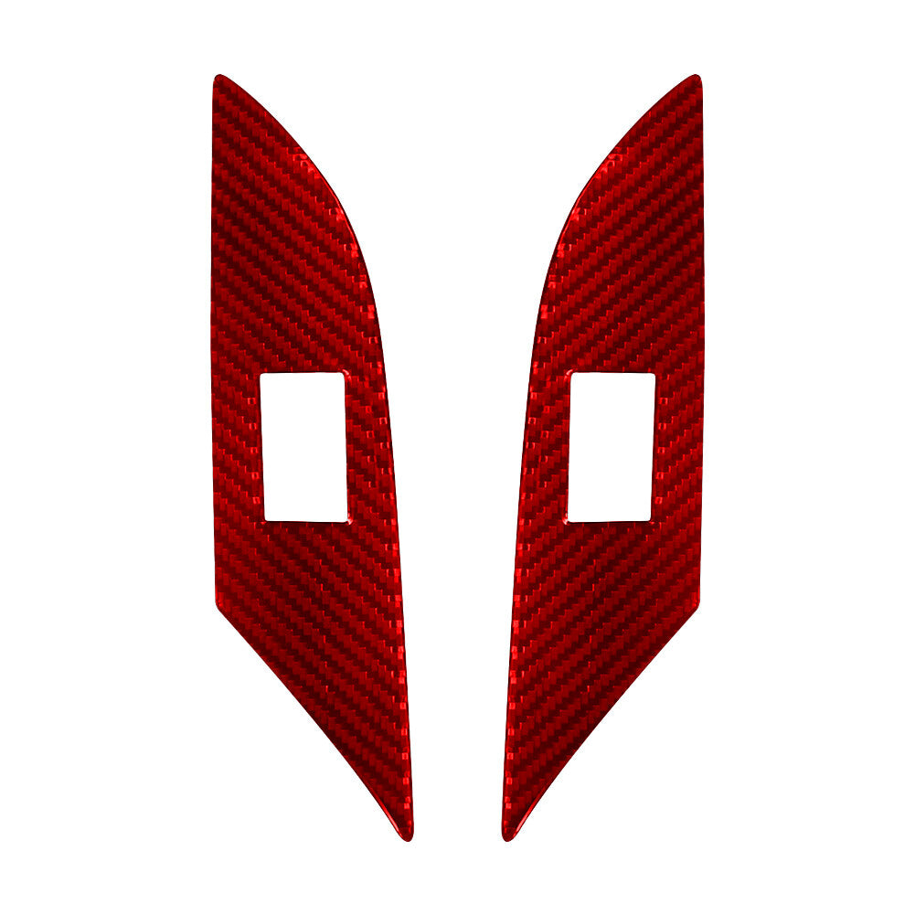 2Pcs Red Carbon Fiber Interior Rear Door Control Cover Trim for Toyota Hilux