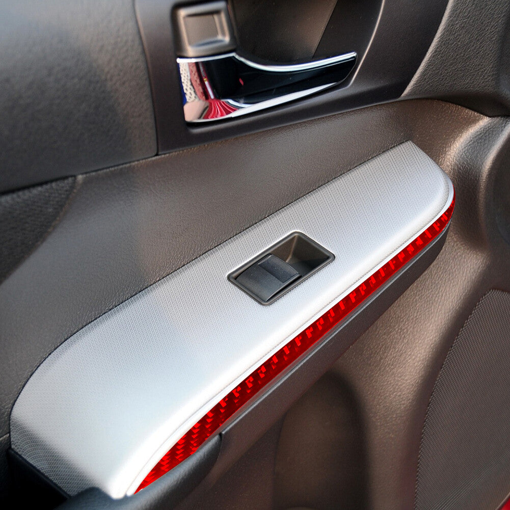 4x Red Carbon Fiber Car Window Lock Lift Panel Frame Trim for Toyota for Camry 12-14