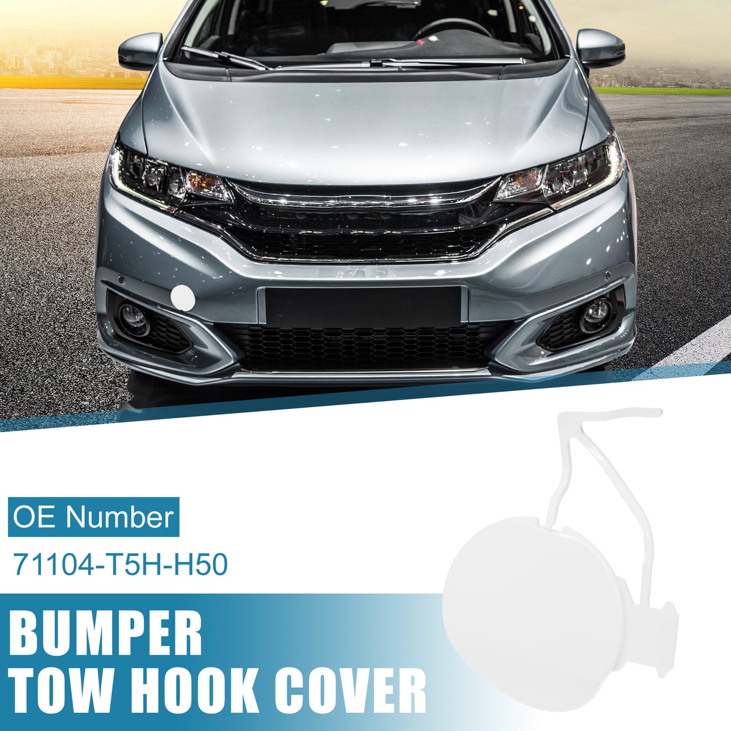 Front Bumper Tow Hook Cover Cap 71104-T5H-H50 for Honda Fit 2018 2019 White