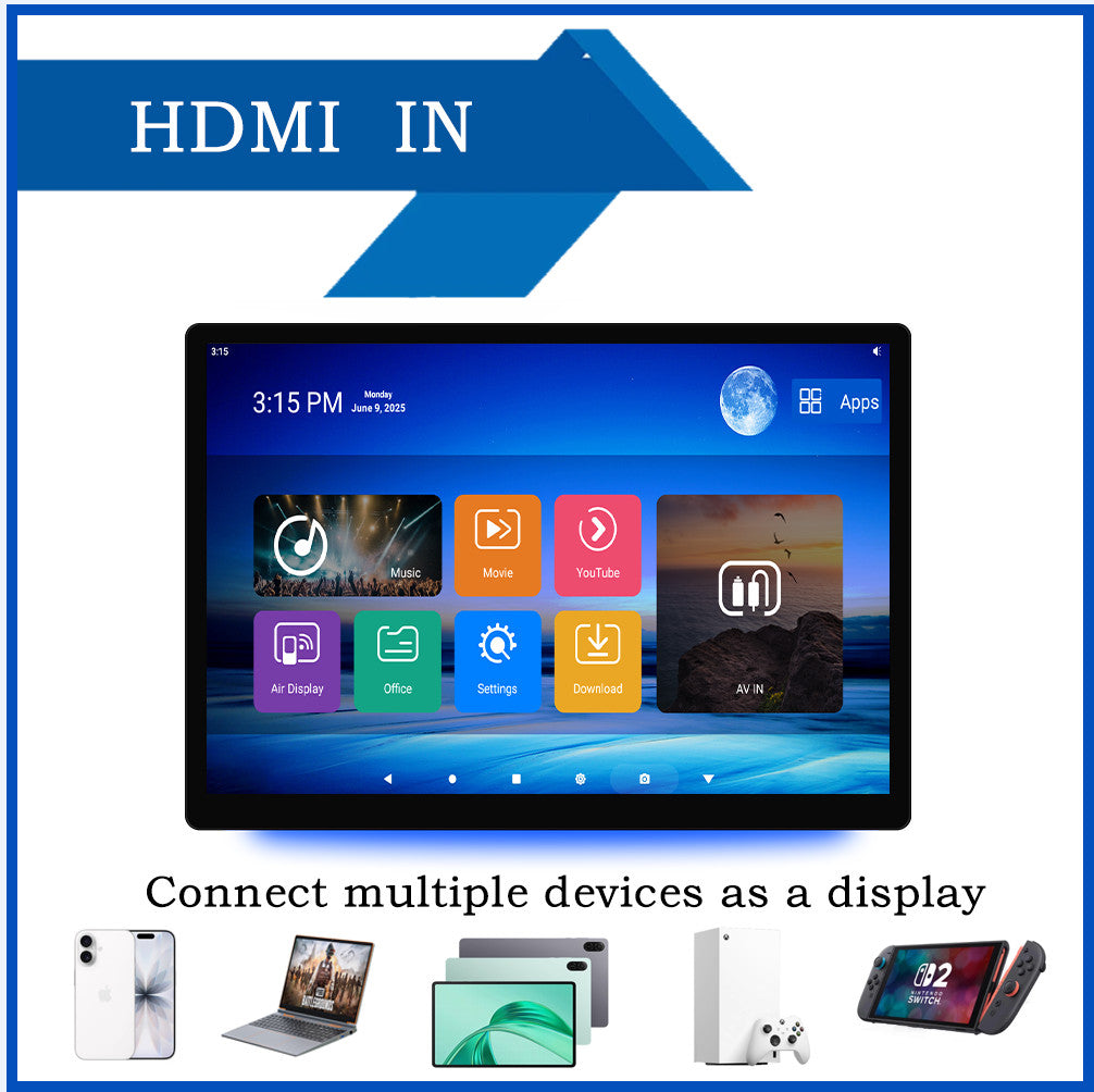 Android 14 Headrest Monitor WIFI Car Player Bluetooth Rear for Seat Entertainment