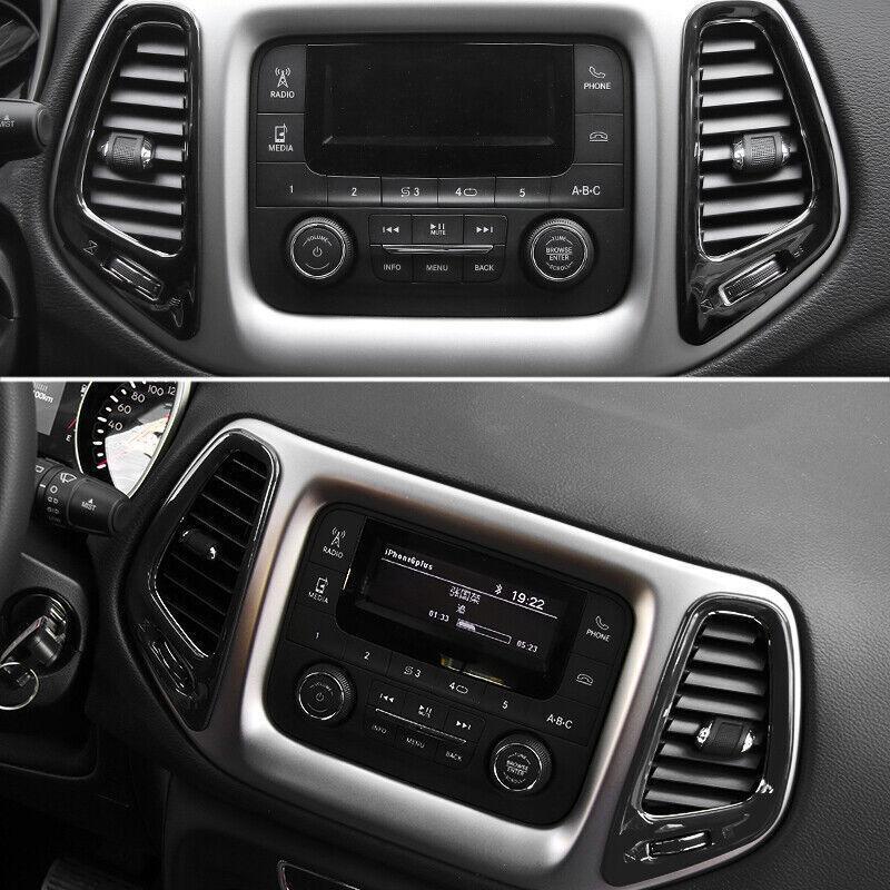 Fit for Jeep Compass 2017-2020 Bright Black Middle Console Air Outlet Vent Trim