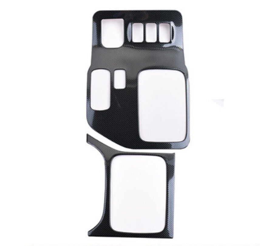 for Toyota Prado FJ120 2003-09 Carbon Fiber Steel Gear Shift Box Cover Trim 2PCS