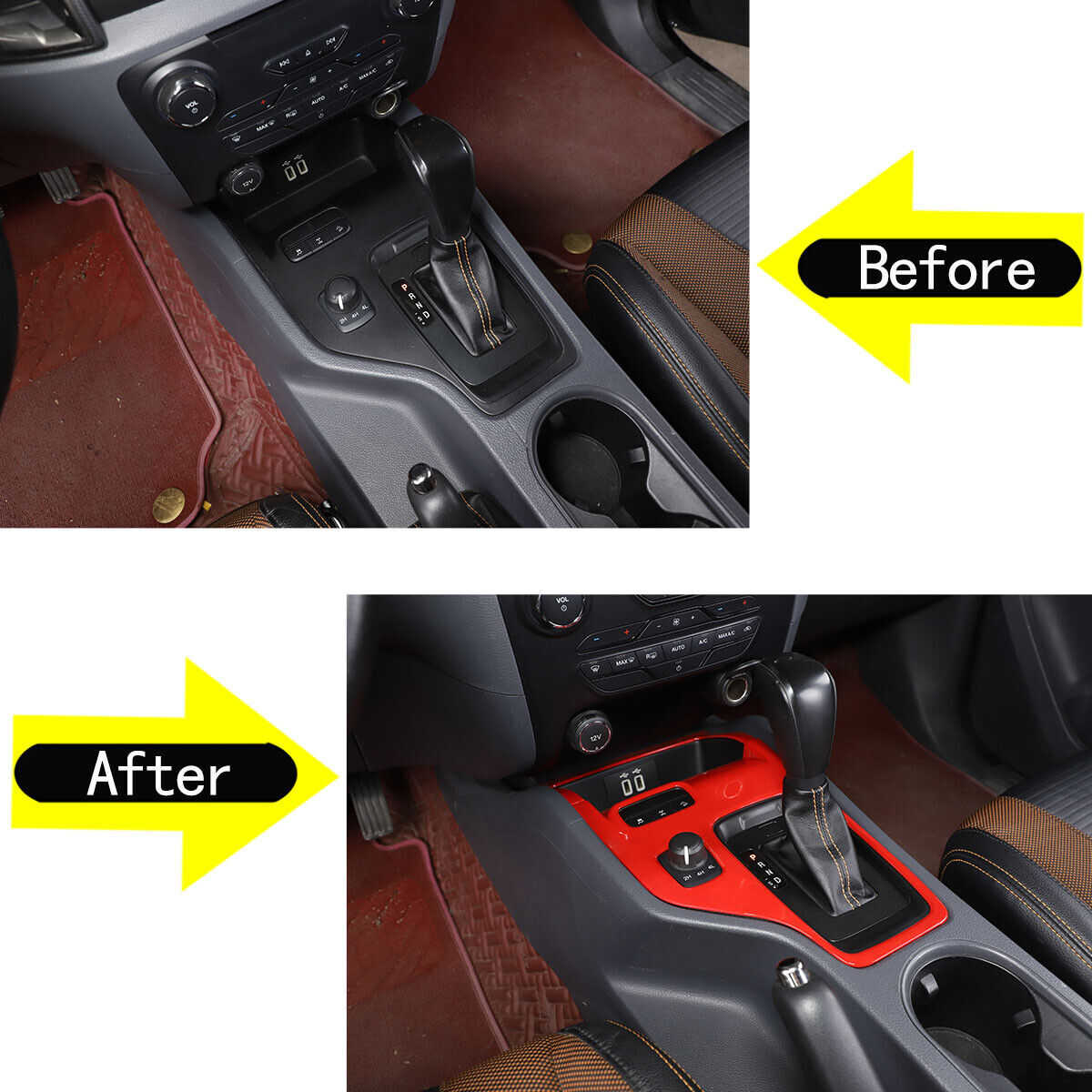Red ABS Central Control Gear Shift Panel Trim Cover Fit for Ford Ranger 2015-22