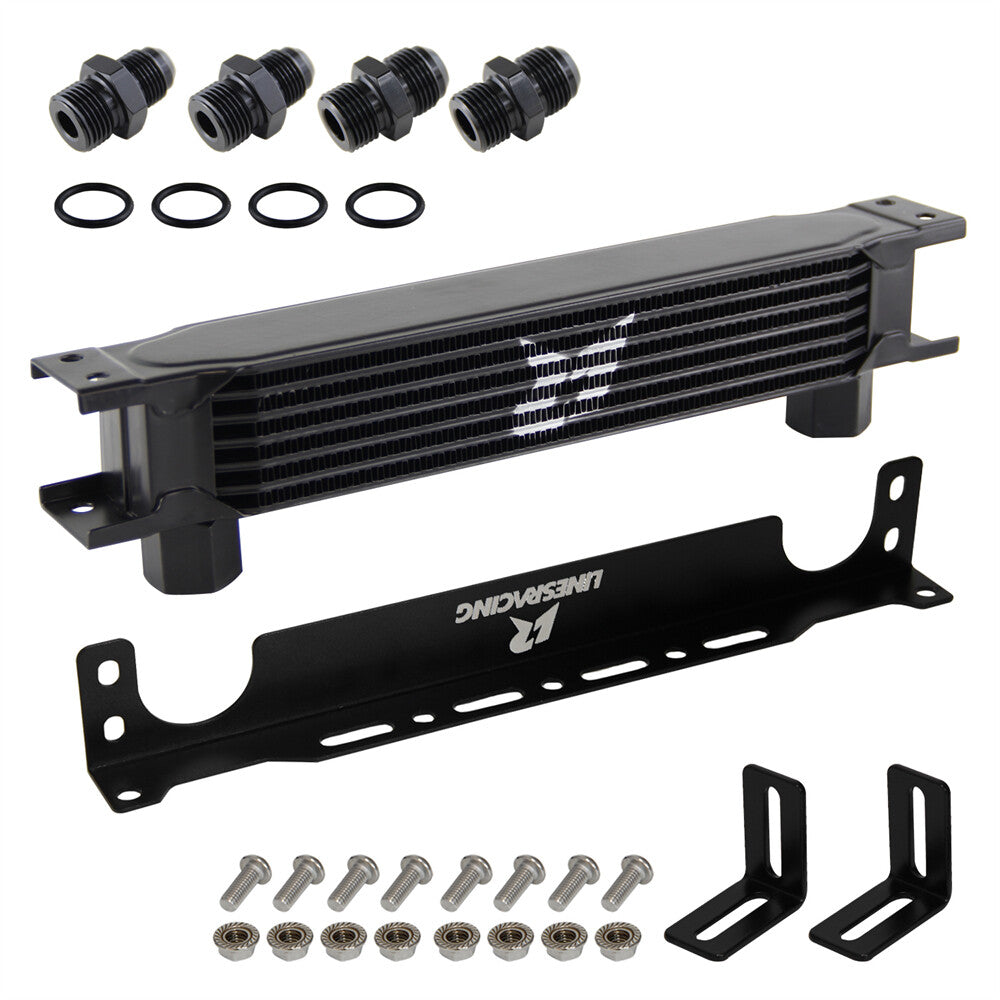 Aluminum Universal 7 Row G1/2 248MM Oil Cooler+2PCS AN8 AN10 Fittings+Bracket