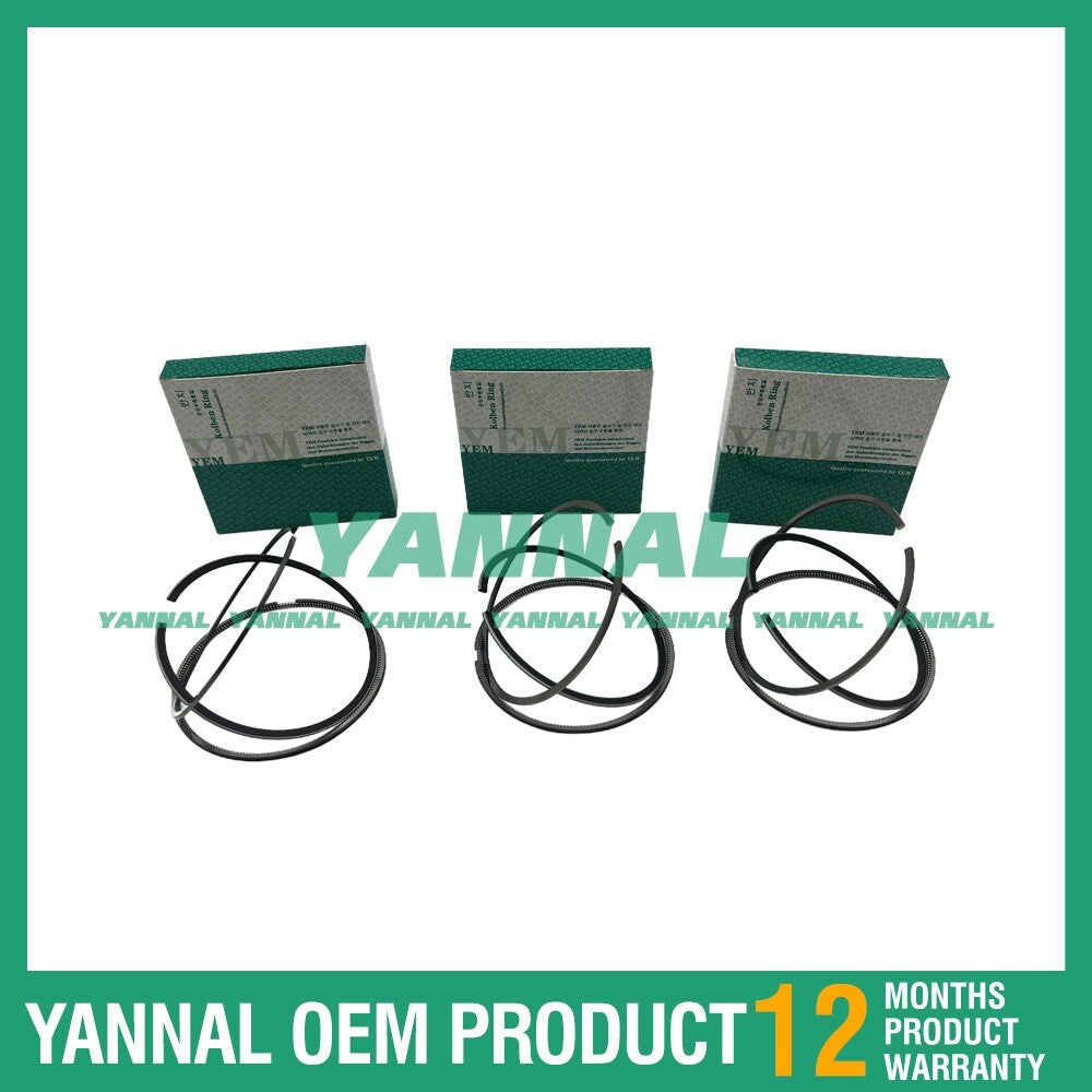 3-piece piston ring STD for Yanmar 3TN66 engine, 332, 415, and F915 tractors.
