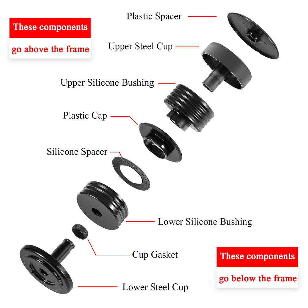 Silicone Body Mount Bushings Kit for Ford Super Duty F-250/F-350 Crew Cab 08-16
