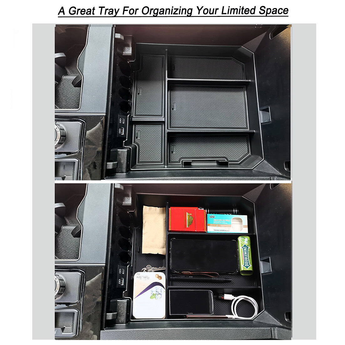 For 2022 2023 for Toyota Tundra Center Console Tray Interior Armrest Storage Box