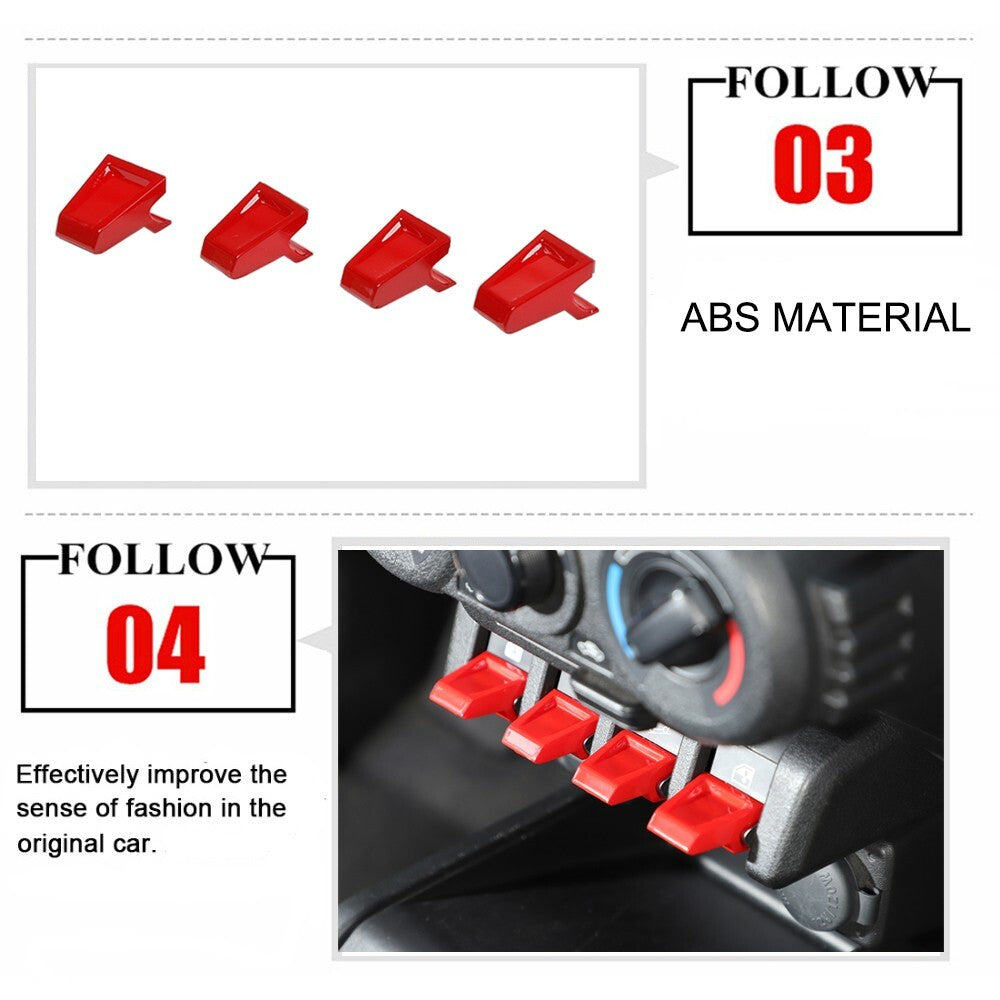 Red Window Lift Button Extension Switch Cover Trim for Suzuki for Jimny 2019-2023
