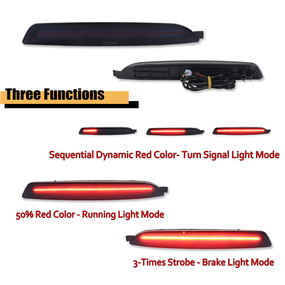 For 11-13 for Kia Sorento smoke lens red LED rear brake sequence signal light kit