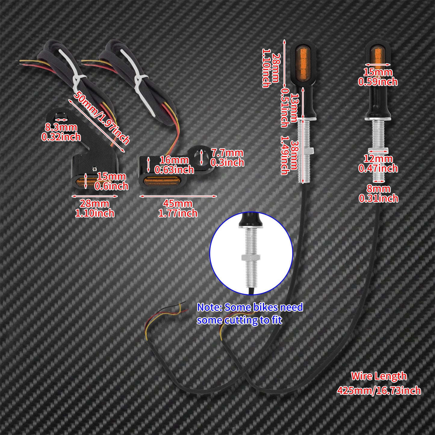 Front Rear Clutch for Mini Turn Signal Amber Indicator Light Fit for Harley Touring