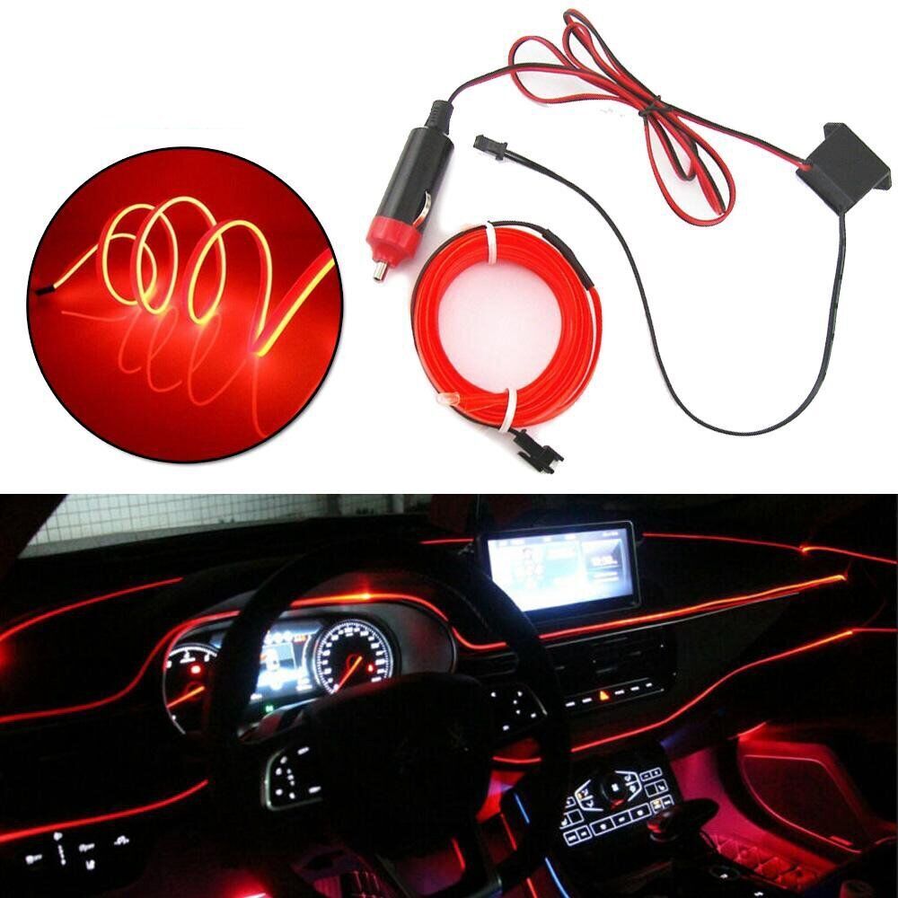 LED Car Interior Decorative Atmosphere Wire Strip Light Lamp Plastic Accessories