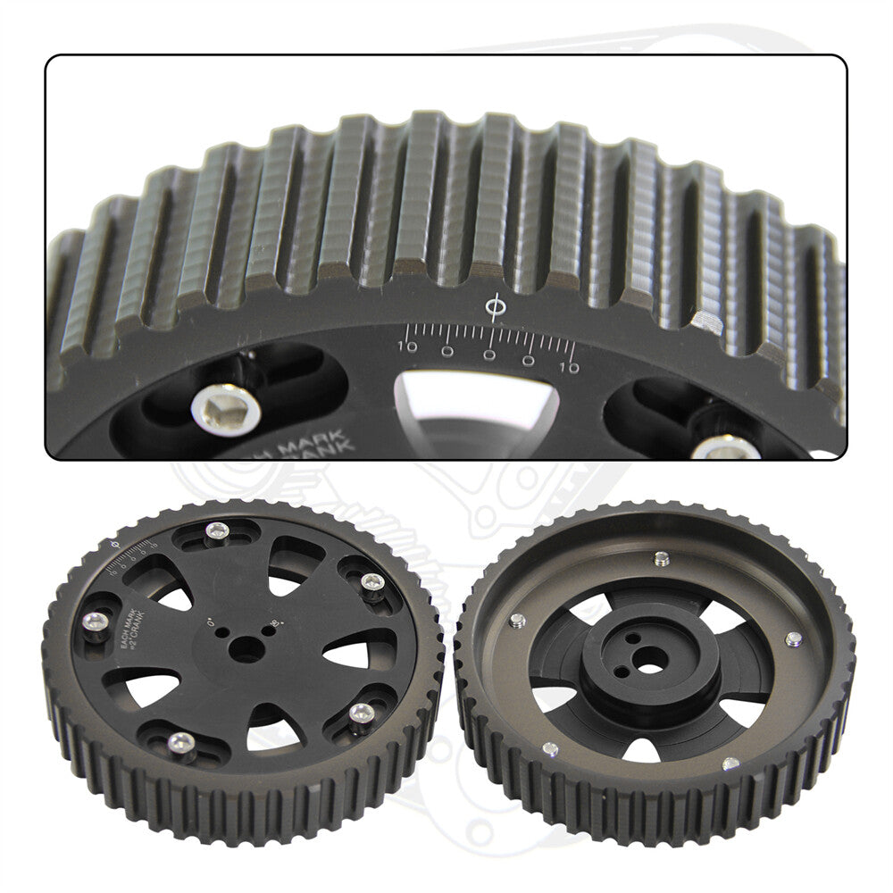 2PCS Adjustable Cam Gear for Mitsubishi Lancer EVO 1-9 Eclipse 4G63 2.0L Black