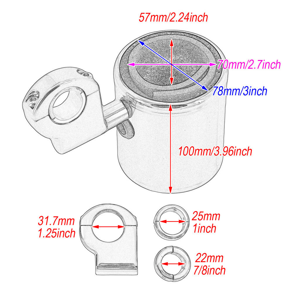 Universal motorcycle cup holder with chrome handlebar bottle holder for Harley-Davidson