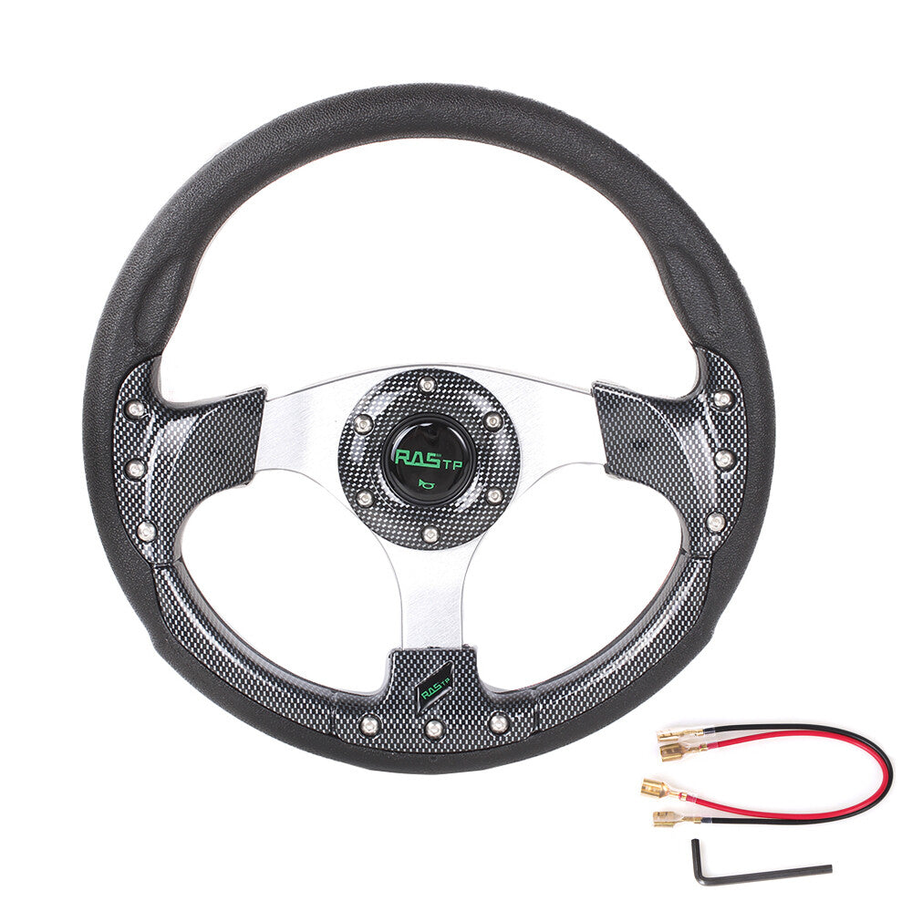Universal Battle 320MM Pane PVC 6 Hole Steering Wheel with Horn Button