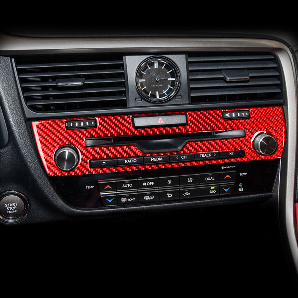 for Lexus RX300 270 200T 450H 16-19Red Carbon Fiber Center Console CD Panel Trim