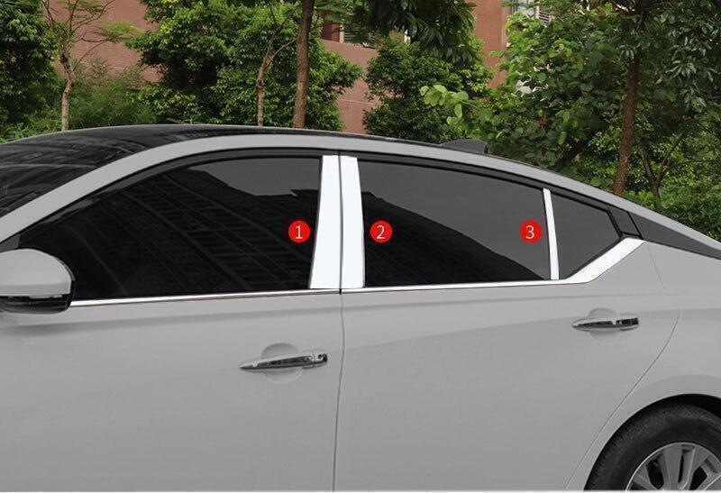 for Nissan Altima/Teana 19-2021 Chrome Steel Window BC-Pillar Post Cover Trim 6X