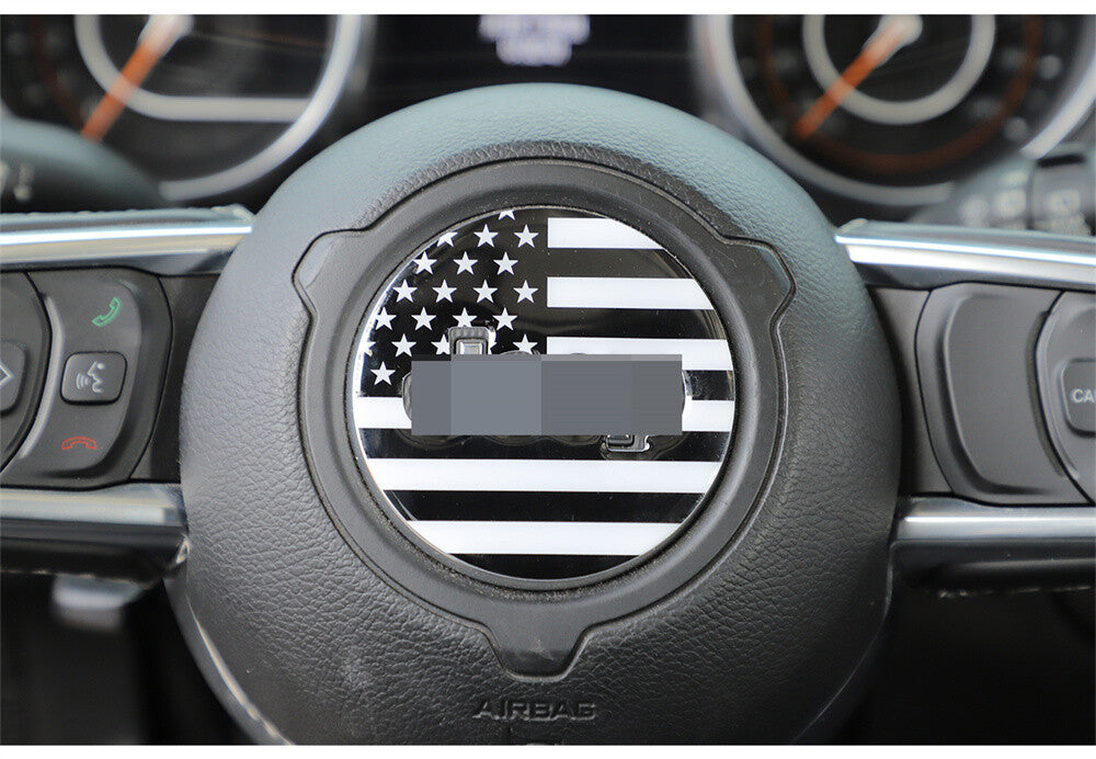 Soft Glue Flag Interior Steering Wheel Center Cover for Jeep for Wrangler JK 2007-10