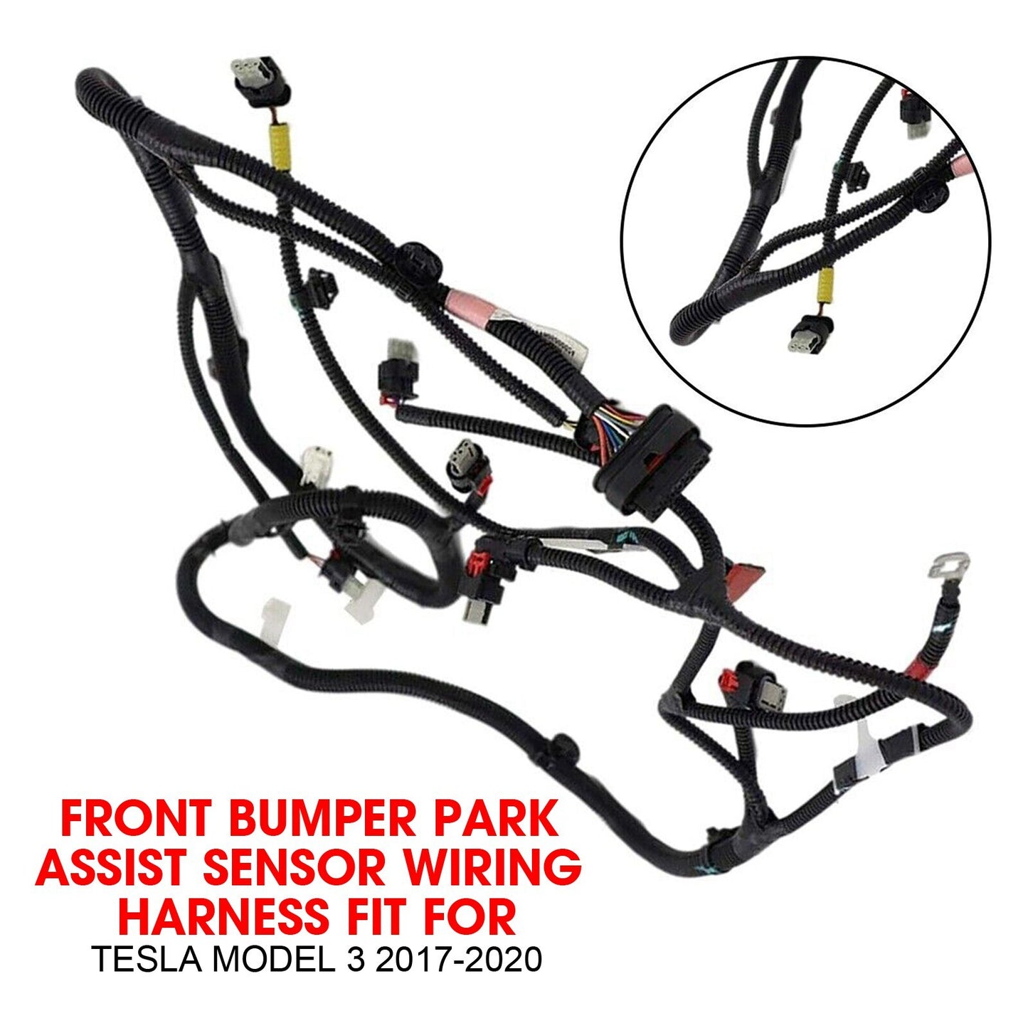 Front Bumper Park Assist Sensor Wiring Harness for Tesla Model 3 17-20 AT