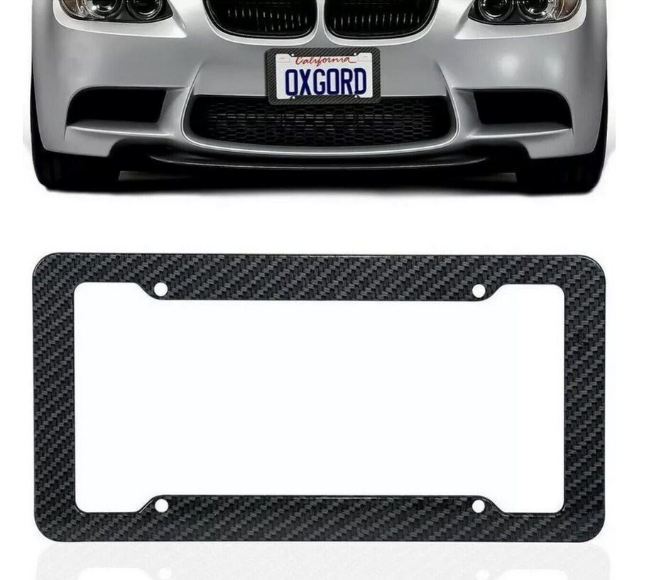 Car license plate frame cap boot trunk black carbon for Subaru