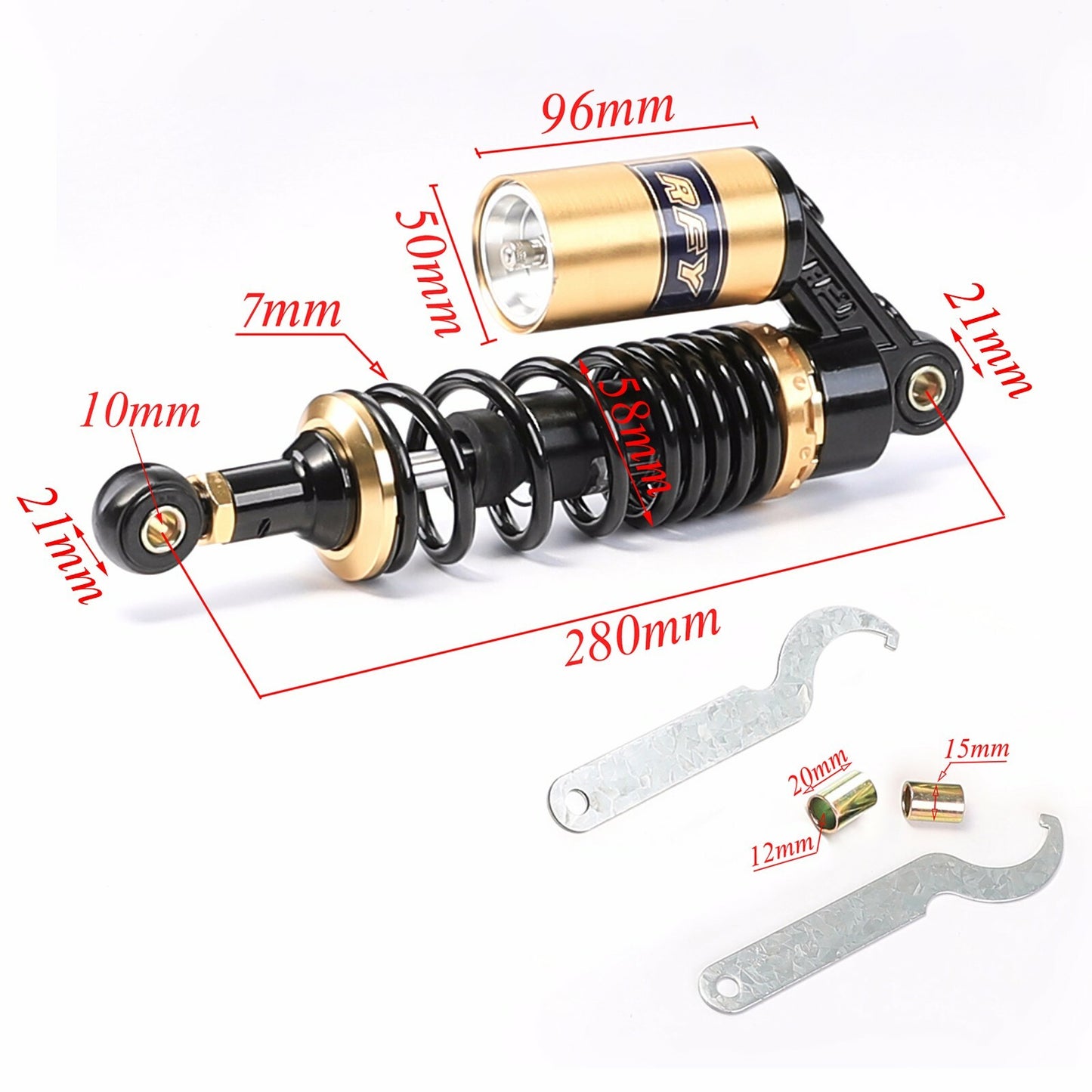 280mm Motorcycle Rear Air Shock Absorbers Suspension Go Kart Quad Dirt Bike ATV