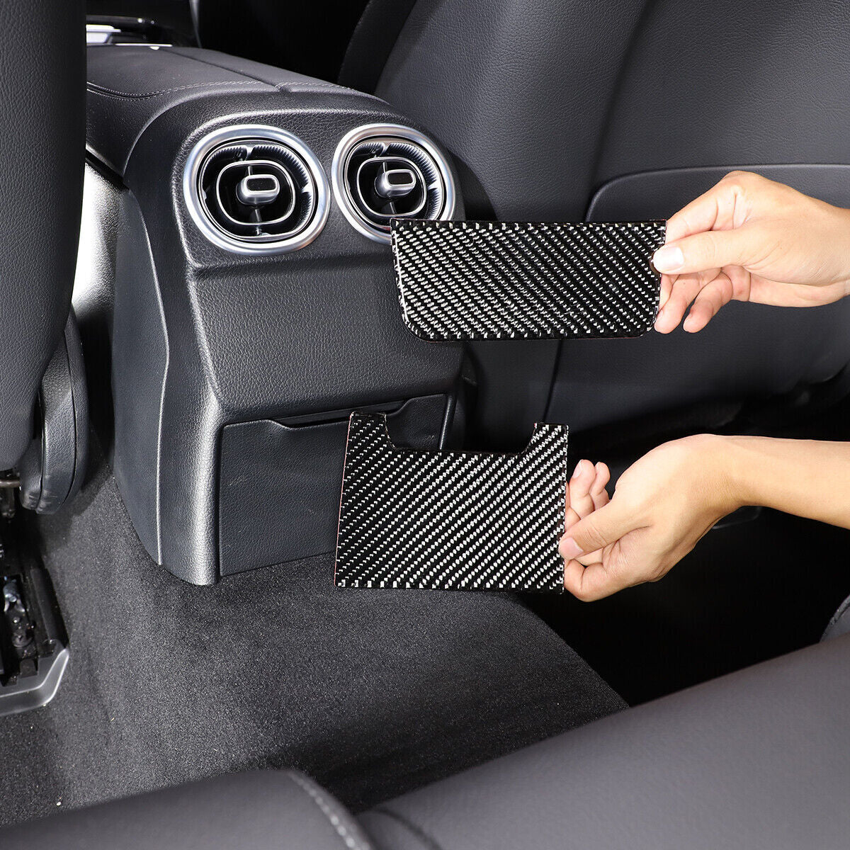 for Benz C Class W206 2022-23 Rear Air Vent Storage Box Panel Cover Carbon Fiber