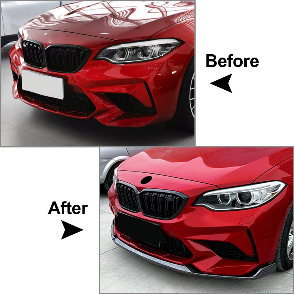 Carbon Fiber Black CS Style Front Bumper Spoiler Lip for BMW F87 M2 2016-2021