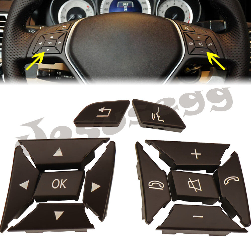 LHRH Steering Wheel Control Menu Switch Button Cover for Mercedes C Class Brown