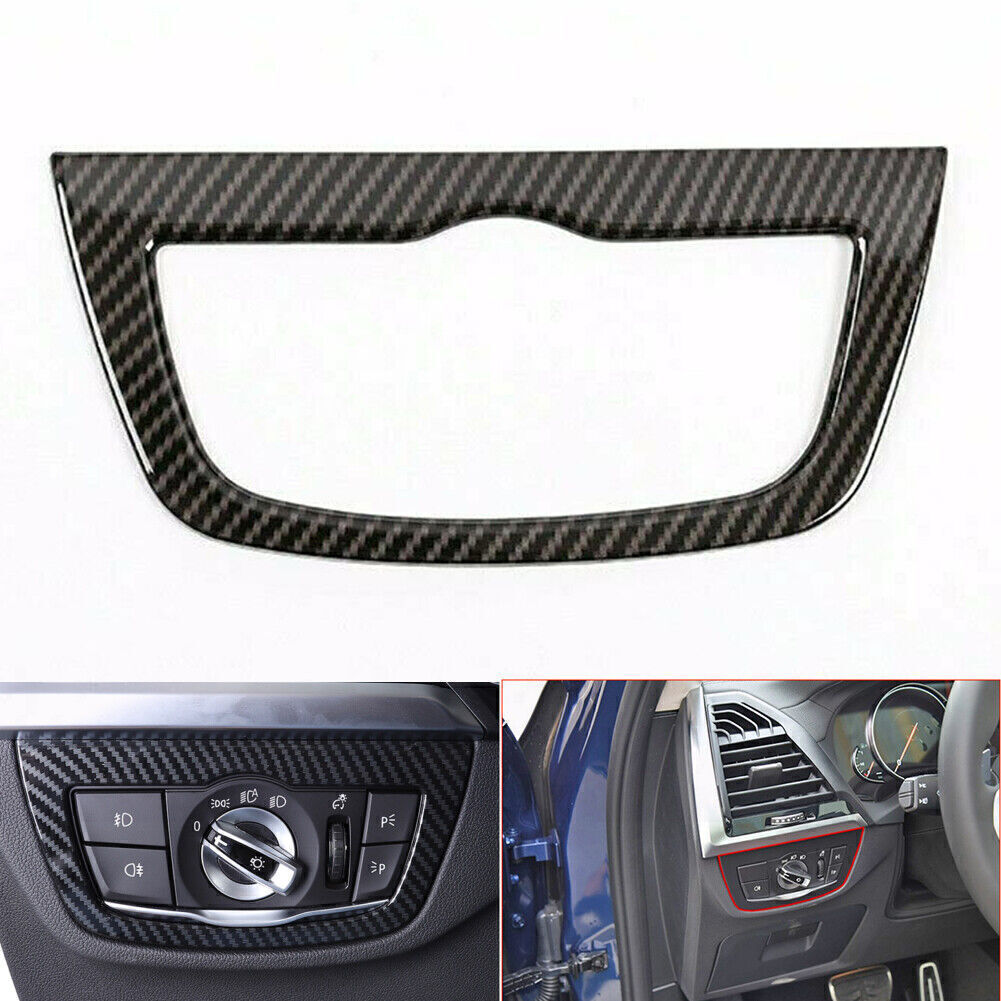Carbon Fiber ABS Head Light Switch Button Cover for BMW X3 X4 G01 G02 2018-2019