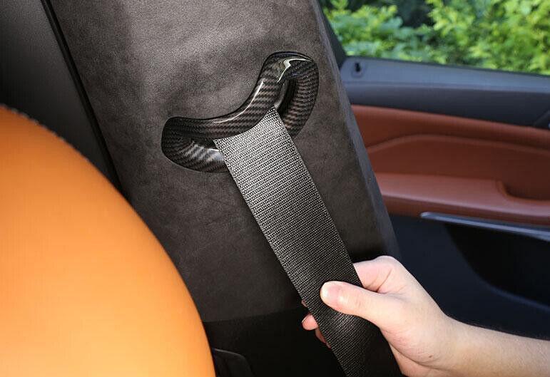 Refit Carbon Fiber Style for Seat Belt Buckle Adjust Cover Trim for BMW X6 G06 20-23