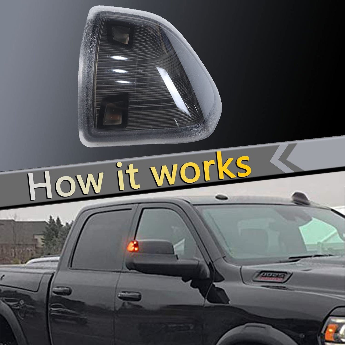 2 for Dodge for Ram 1500 2500 Smoke LED Side Mirror Turn Signal Light Amber Len Lamp