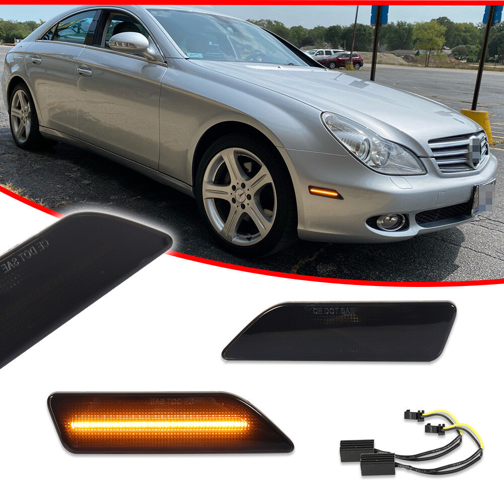 Suitable for 2006-11 for Benz W219 CLS-Class Smoked Amber LED Front Corner Marker Lights