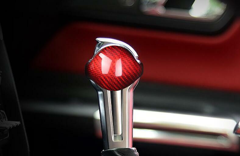 for Ford for Mustang 2015-2022 Red Dry Carbon Fiber Gear Shift Knob Shifter Lever