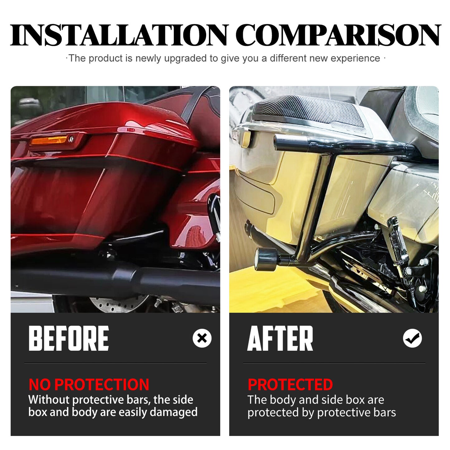 Saddlebags Guards Crash Rails Bars for Harley Touring Road Street Glide 09-2023