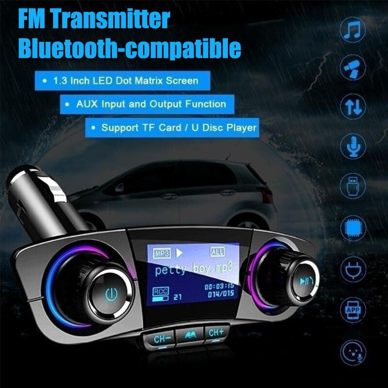 Bluetooth Car FM Transmitter MP3 Player Radio Wireless Adapter W/2 USB Charger