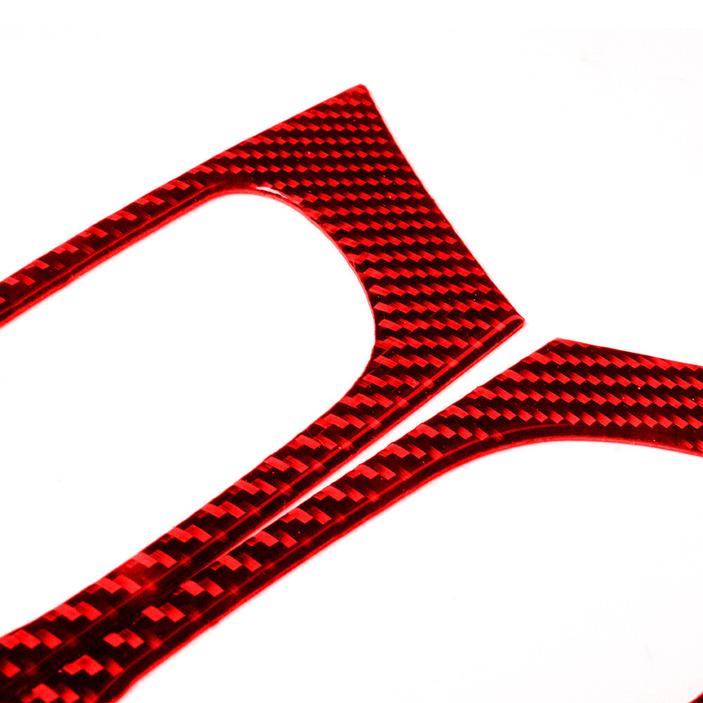 Red Carbon Fiber Door Handle Decor Trim Cover for Honda for Civic Coupe 2013-2015