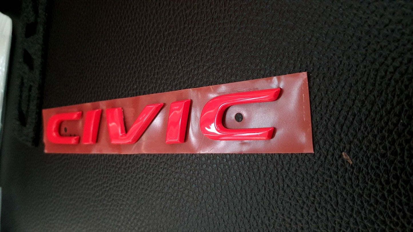 Civilian FC FK Red Embroidered Badge Applicable to Rear for Honda for Civic FC FK 2015-21