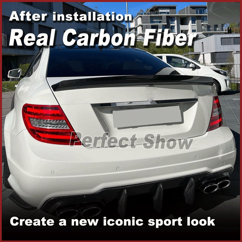for Mercedes W204 C250 C200 C63 2008-13 REAL Carbon Rear Trunk Spoiler Wing