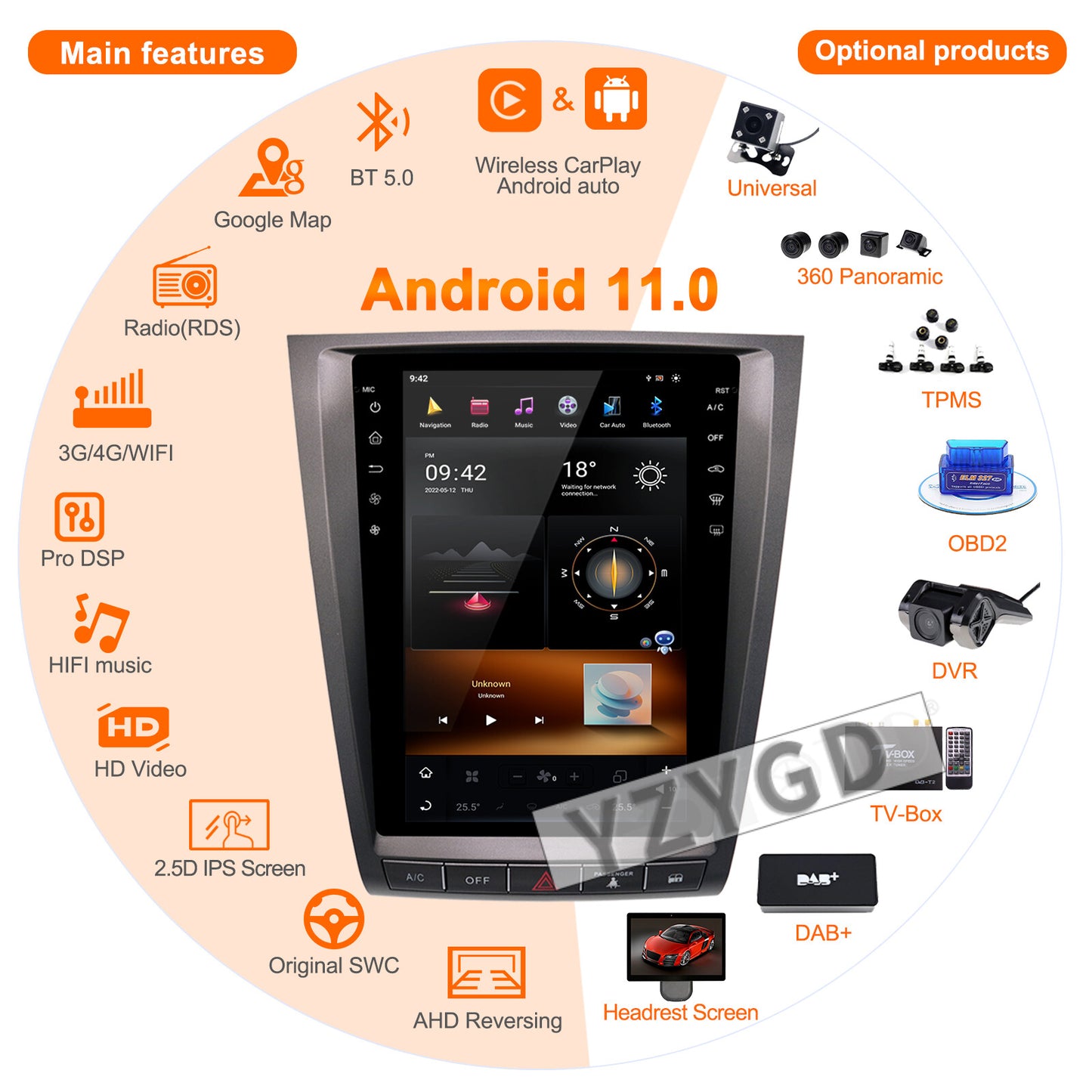 Android CarPlay Car Radio for Lexus GS 300 GS460 2004-2011 Stereo Player Screen