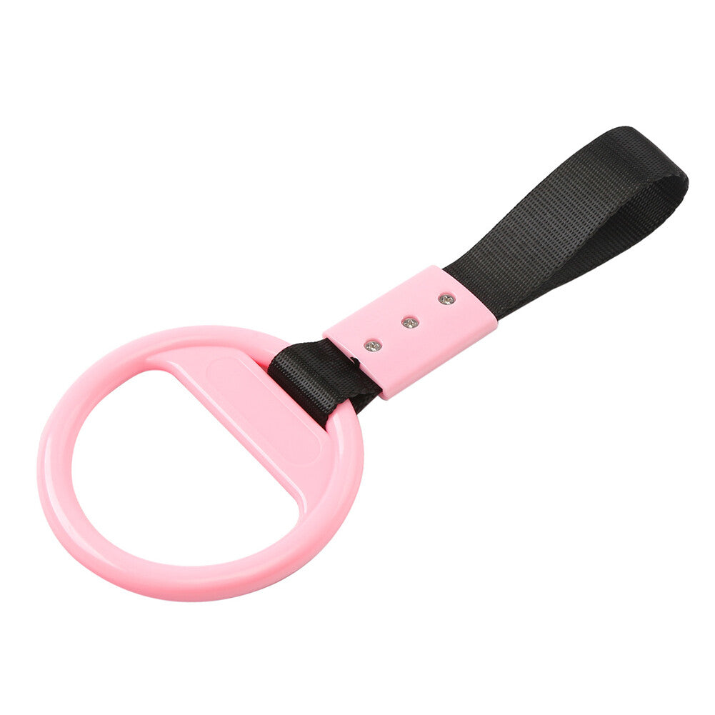 Car Round Ring Train Bus Handle Hand Strap Drift Charm Tools Black+pink