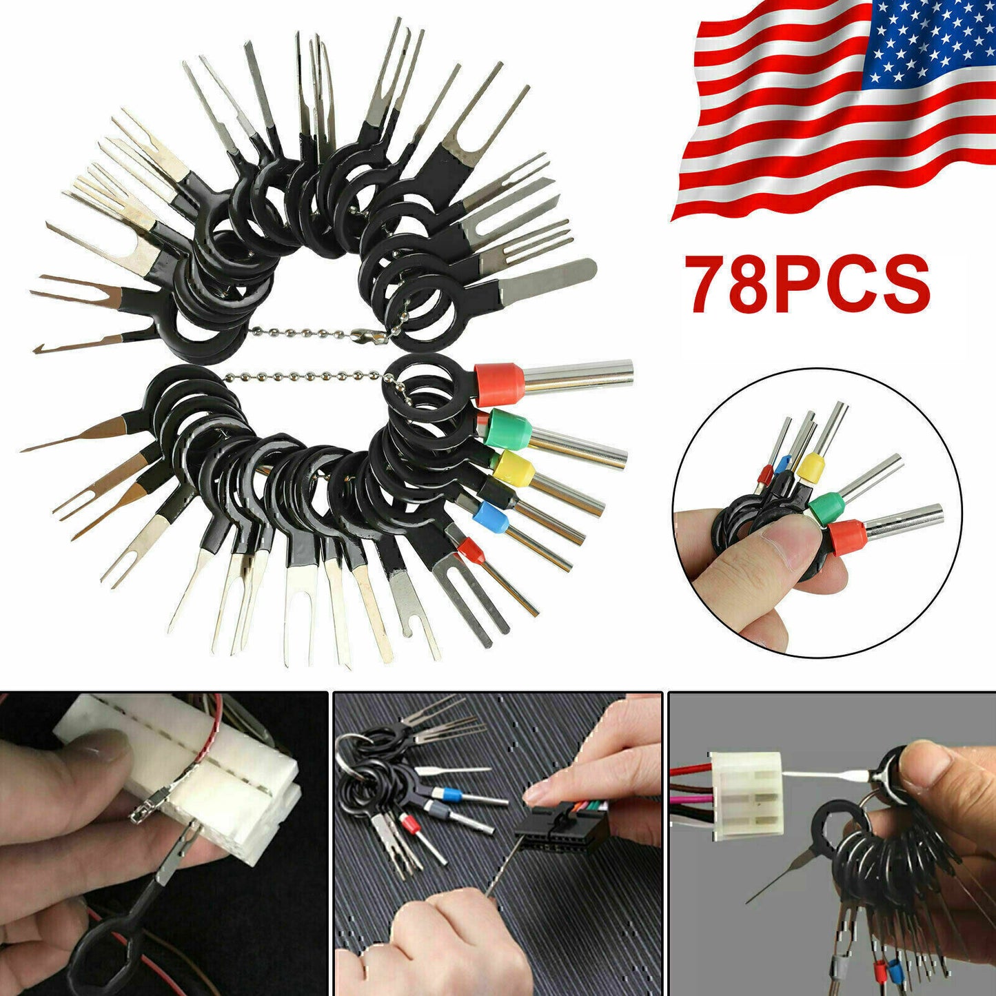 78x Wire Terminal Removal Tool Car Electrical Wiring Crimp Connector Pin Kit us